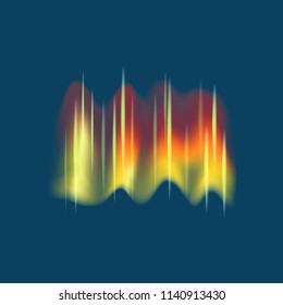Realistic Detailed 3d Northern Aurora Lights on a Blue Sky Background. Vector illustration of Borealis Shining