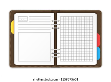 Realistic Detailed 3d Open Personal Empty Template Organizer Planner Reminder or Plan Concept. Vector illustration of Business Diary