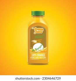 Realistic Detailed 3d Orange Juice Ads Banner Concept Poster Card.