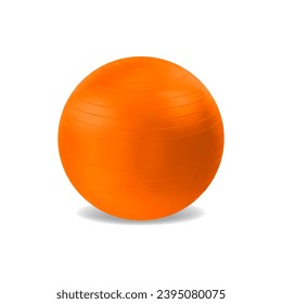 Realistic Detailed 3d Orange Pilates Ball Fitball Isolated on a White Background. Vector illustration of Sport Ball