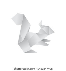 Realistic Detailed 3d Origami White Paper Animal Squirrel. Vector illustration of Asian Hobby