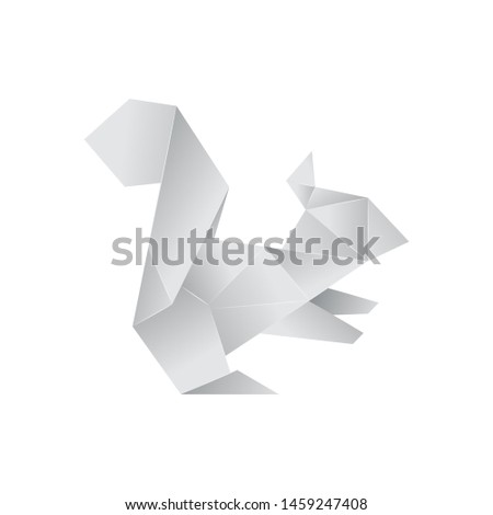 Realistic Detailed 3d Origami White Paper Animal Squirrel. Vector illustration of Asian Hobby