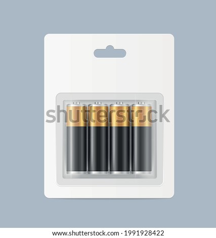 Realistic Detailed 3d Pack of Alkaline Batteries. Vector