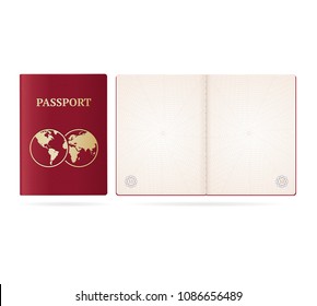 Realistic Detailed 3d Passport Blank   Cover and Globe Document for Tourism   Travel  Vector illustration id