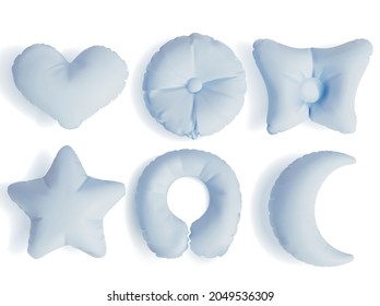 Realistic Detailed 3d Pillows of Different Shape Set. Vector illustration of Cushion for Comfortable Sleep or Rest