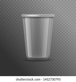 Realistic Detailed 3d Plastic Cup Template Mockup on a Transparent Background for Coffee, Tea and Alcohol Drink. Vector illustration