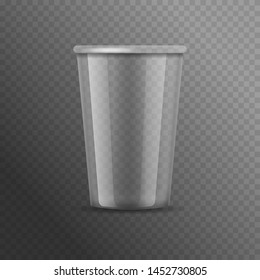 Realistic Detailed 3d Plastic Cup Template Mockup On A Transparent Background For Coffee, Tea And Cocktail. Vector Illustration