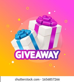 Realistisches 3D-Present-Box mit dem Konzept-Banner. Vektorillustration Illustration von Give Away Gift Card Ad
