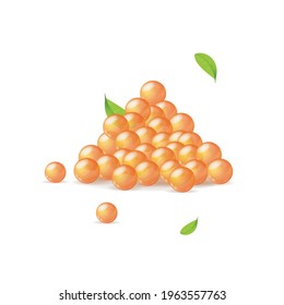 Realistic Detailed 3d Red Caviar Pile. Vector