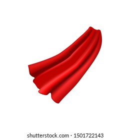 Realistic Detailed 3d Red Cloak Costume Superhero or Illusionist Element Silk or Satin Material. Vector illustration