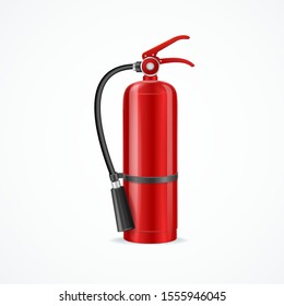 Realistic Detailed 3d Red Fire Extinguisher Closeup View Symbol of Protection. Vector illustration of Equipment Firefighter