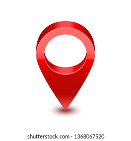 Realistic Detailed 3d Red Map Pointer Pin Symbol of Location and Navigation. Vector illustration