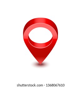 Realistic Detailed 3d Red Map Pointer Pin Symbol of Location and Navigation Gps. Vector illustration