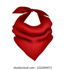 Realistic Detailed 3d Red Neck Scarf Clothing Element of Cowboy Fashion Style. Vector illustration of Accessory Textile