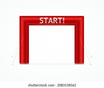 Realistic Detailed 3d Red Square Inflatable Archway Isolated on a White Background. Vector illustration of Start Arch Gate