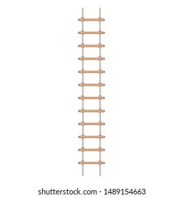 Realistic Detailed 3d Rope Ladder or Stair Symbol of Accessibility, Adventure, Opportunity and Ambition on a White. Vector illustration of Staircase