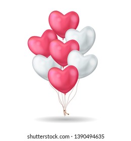 Realistic Detailed 3d Shiny Golden Balloons Shape Heart Set Vector illustration of Balloon