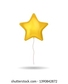 Realistic Detailed 3d Shiny Golden Balloon on a White. Vector illustration of Shape Star
