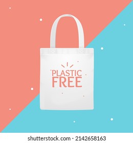 Realista Detallado 3d Comprando Tote Bag Plastic Free Concept Earth Save. Ilustración vectorial de accesorio de ecología reutilizable