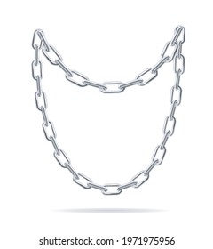 Realistic Detailed 3d Silver Chain Set. Vector