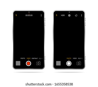 Realistic Detailed 3d Smartphone with Camera Application. Vector illustration of Photo and Video App for Device