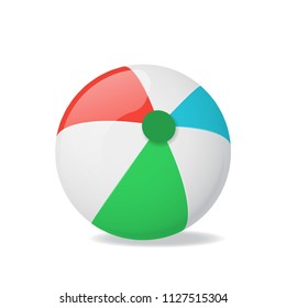 Realistic Detailed 3d Striped Beach Ball Plastic Summer Toy Symbol of Game, Sport or Fun. Vector illustration