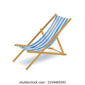 Realistic Detailed 3d Striped Beach Chair Symbol of Summer Vacation Travel. Vector illustration of Comfortable Armchair for Relaxation