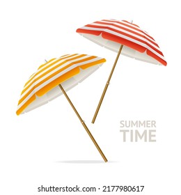 Realistic Detailed 3d Summer Sun Umbrella for Beach and Pool Isolated on a White Background Summertime Concept. Vector illustration