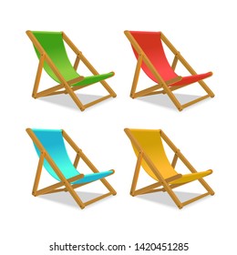 Realistic Detailed 3d Sun Bed Chair Relax on Beach Coast Summer Vacation or Resort Concept. Vector illustration