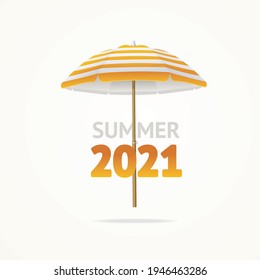 Realistic Detailed 3d Sun Umbrella Banner Concept Ad Poster Card. Vector