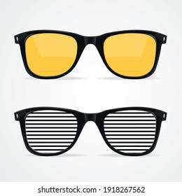 Realistic Detailed 3d Sunglass Set Symbol of Summer Fashion on a White. Vector illustration of Eyeglasses Hipster Style