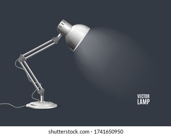 Realistic Detailed 3d Table Reading Lamp Vintage on a Grey Background for Office and Home. Vector illustration