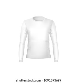 Realistic Detailed 3d Template Blank White T-shirts for Man Front Side. Vector illustration of Male T-Shirt