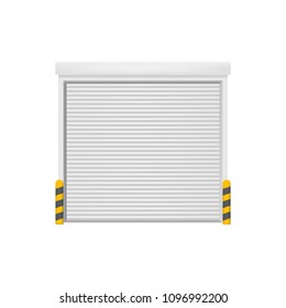 Realistic Detailed 3d Template Blank White Roller Warehouse Shutter Door on a White. Vector illustration