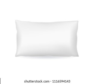 Realistic Detailed 3d Template Blank White Pillow Mock Up Rectangle Shape . Vector illustration