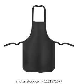 Realistic Detailed 3d Template Blank Black Kitchen Cotton Apron on a White Background. Vector illustration of Empty Mock Up Uniform