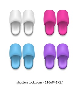 Realistic Detailed 3d Template Blank Color Home or Hotel Soft Slippers Mock Up. Vector illustration of Comfortable Footwear