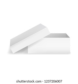 Realistic Detailed 3d Template Blank White Square Opened Box Mock Up Packaging Cardboard. Vector illustration of Geometric Container