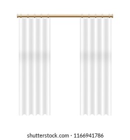 Realistic Detailed 3d Transparent Window Curtains Home Interior Element and Architecture Construction. Vector illustration