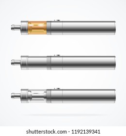 Realistic Detailed 3d Vape Pen or Electronic Cigarette Different Type Set Device for Vaping. Vector illustration of Vaporizer E-sigaret