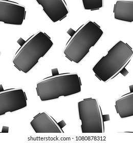 Realistic Detailed 3d Virtual Reality Headset Box Seamless Pattern Background on a White Futuristic Innovation Technology and Simulation Concept Symbol. Vector illustration of Vr