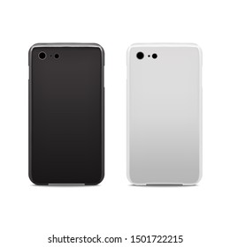 Realistic Detailed 3d White and Black Phone Case Empty Template Mockup Set. Vector illustration of Cover Accessory