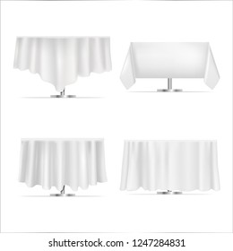 Realistic Detailed 3d White Blank Restaurant Tables Empty Template Mockup Set. Vector illustration of Mock Up Table