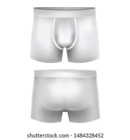 Realistic Detailed 3d White Blank Boxer Briefs Empty Template Mockup Set. Vector illustration of Male Underwear svg