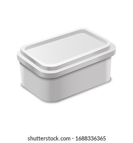 Realistic Detailed 3d White Blank Container for Butter Empty Template Mockup. Vector illustration of Mock Up Pack Dairy Production