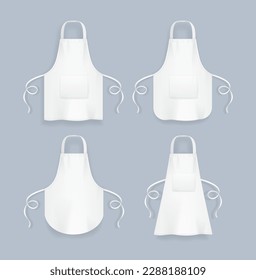 Montaje De Mockup Vacío De La Plantilla De Apron 3d De La Cocina Blanca En Blanco. Ilustración vectorial del Chef Uniforme de Ropa