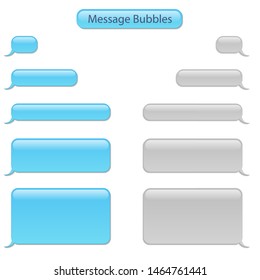 Realistic Detailed 3d White and Blue Blank Phone Chat Bubbles Empty Template Mockup Set for Text. Vector illustration