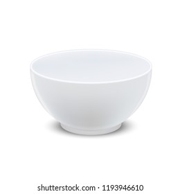 Realistic Detailed 3d White Ceramic Bowl Empty Template Mockup Isolated On A Background. Vector Illustration