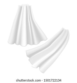 Realistic Detailed 3d White Cloaks Costume Superhero Element Set Silk or Satin Material. Vector illustration of Cloak