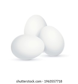 Realistic Detailed 3d White Eggs Set. Vector